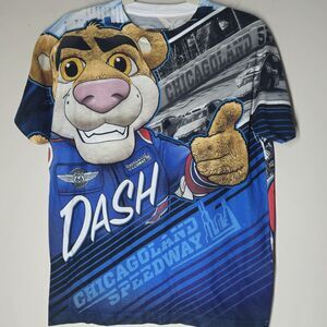 RARE NASACAR Shirt Kids Large AOP Graphic Chicagoland Route 66 Fanatics